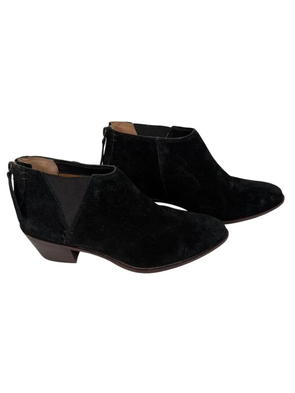 HS Trask Black Suede Ankle Boots Booties Womens Size 8M Brazil Cowgirl Chelsea